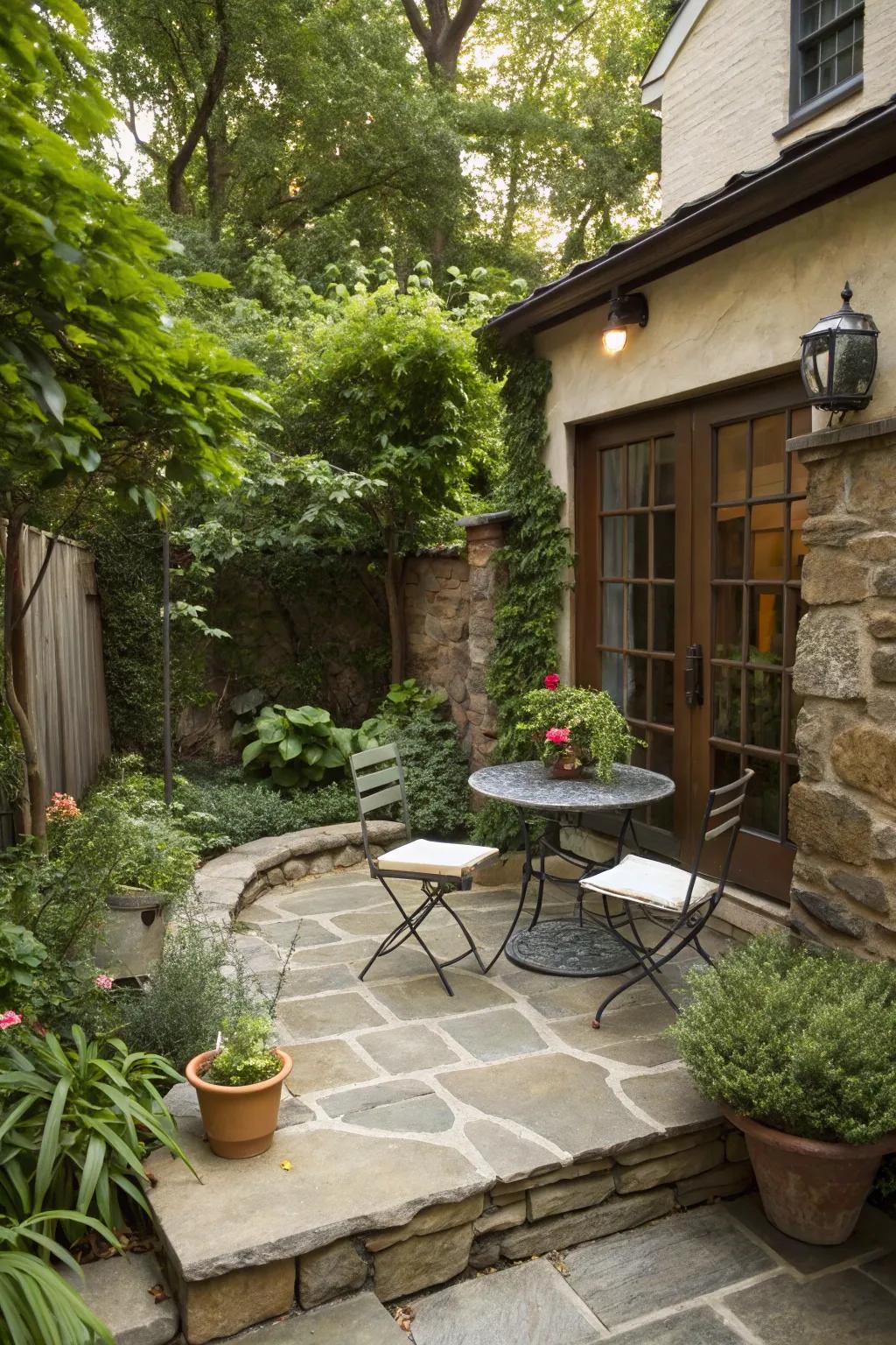 Natural stones add an organic touch to patio designs.