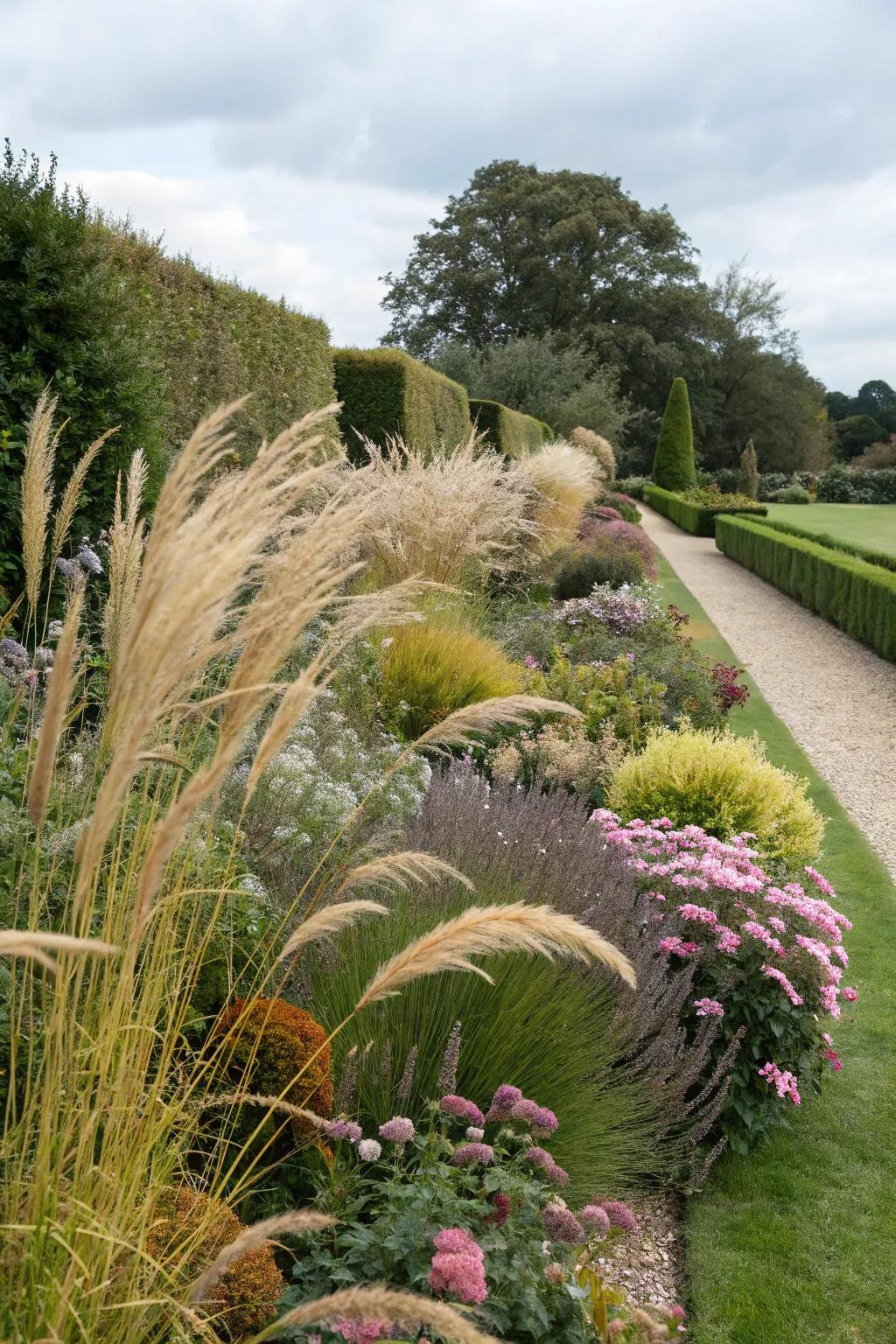 Ornamental grasses add an artful touch to garden borders.