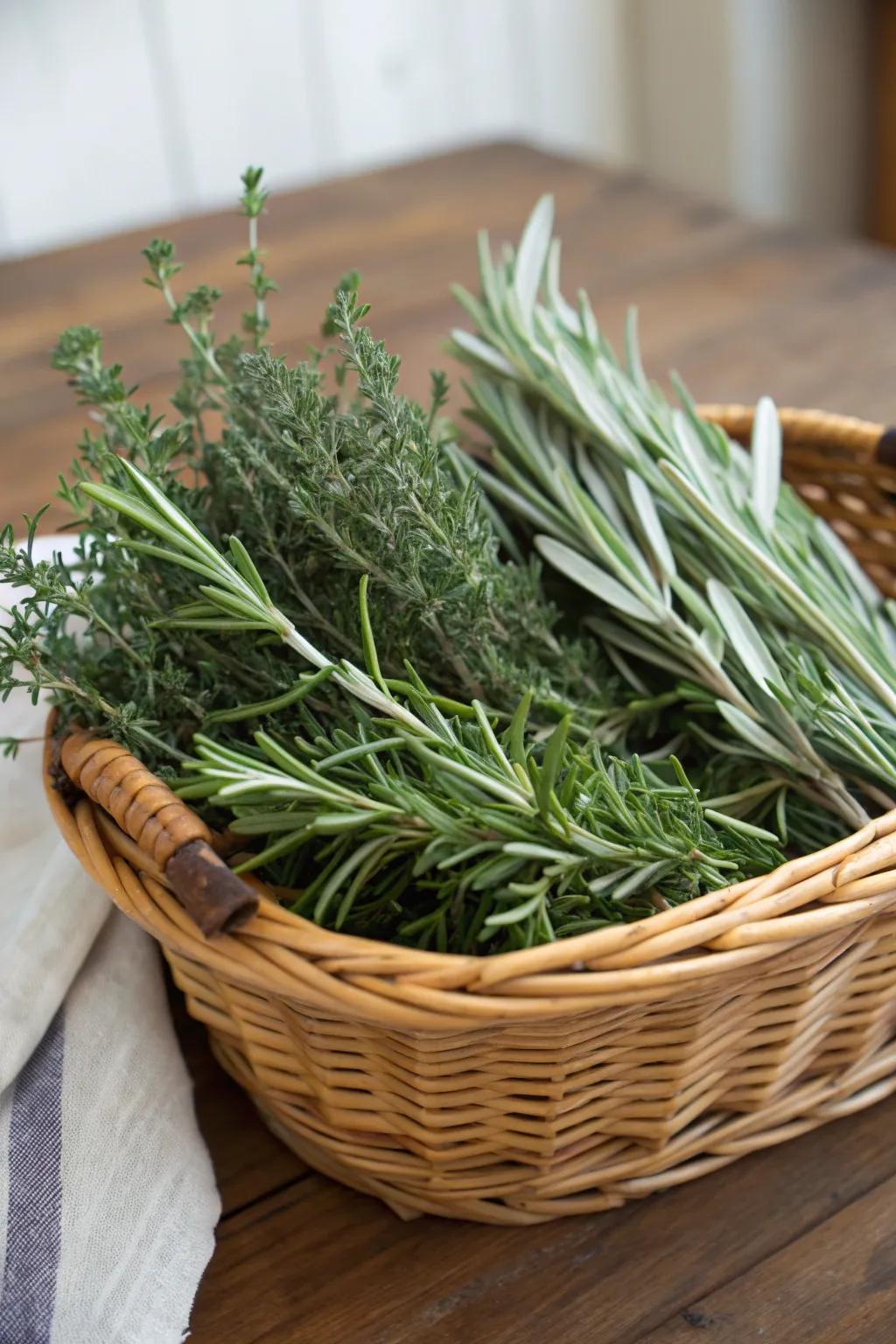 Herbs that bring fragrance and flair to any basket.