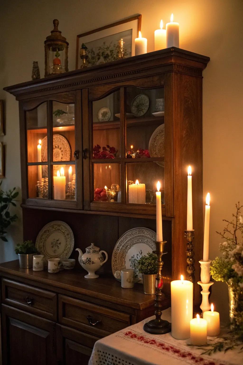 Candles create a warm and inviting ambiance.