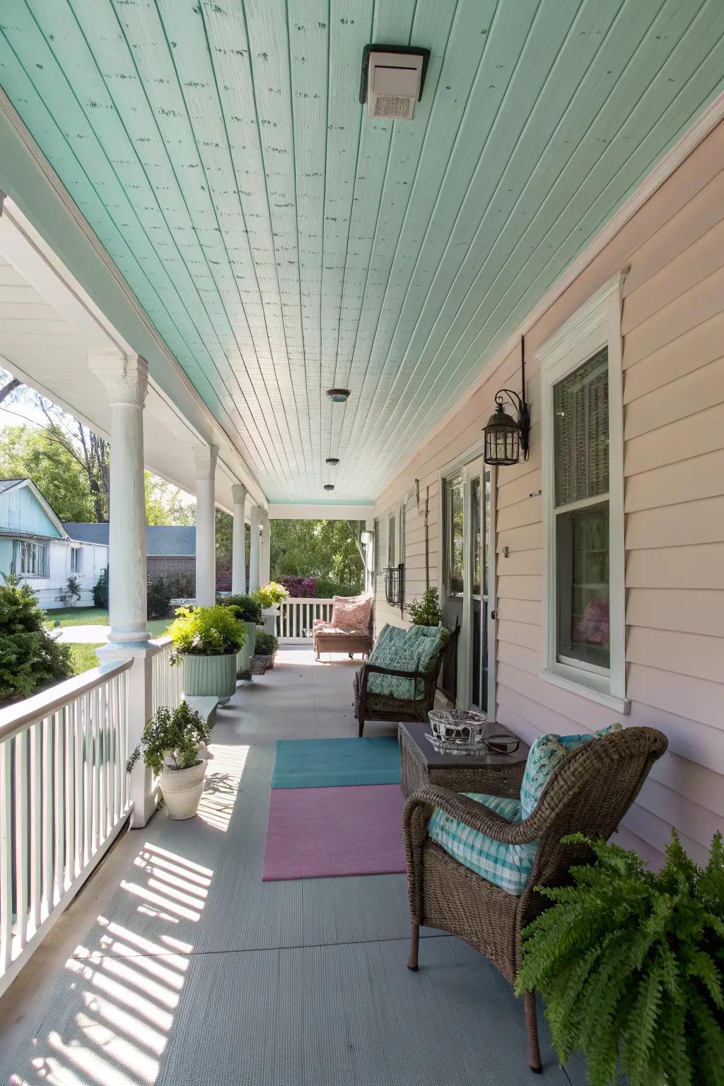 Pastel shades on vinyl ceilings create a calming, serene atmosphere.