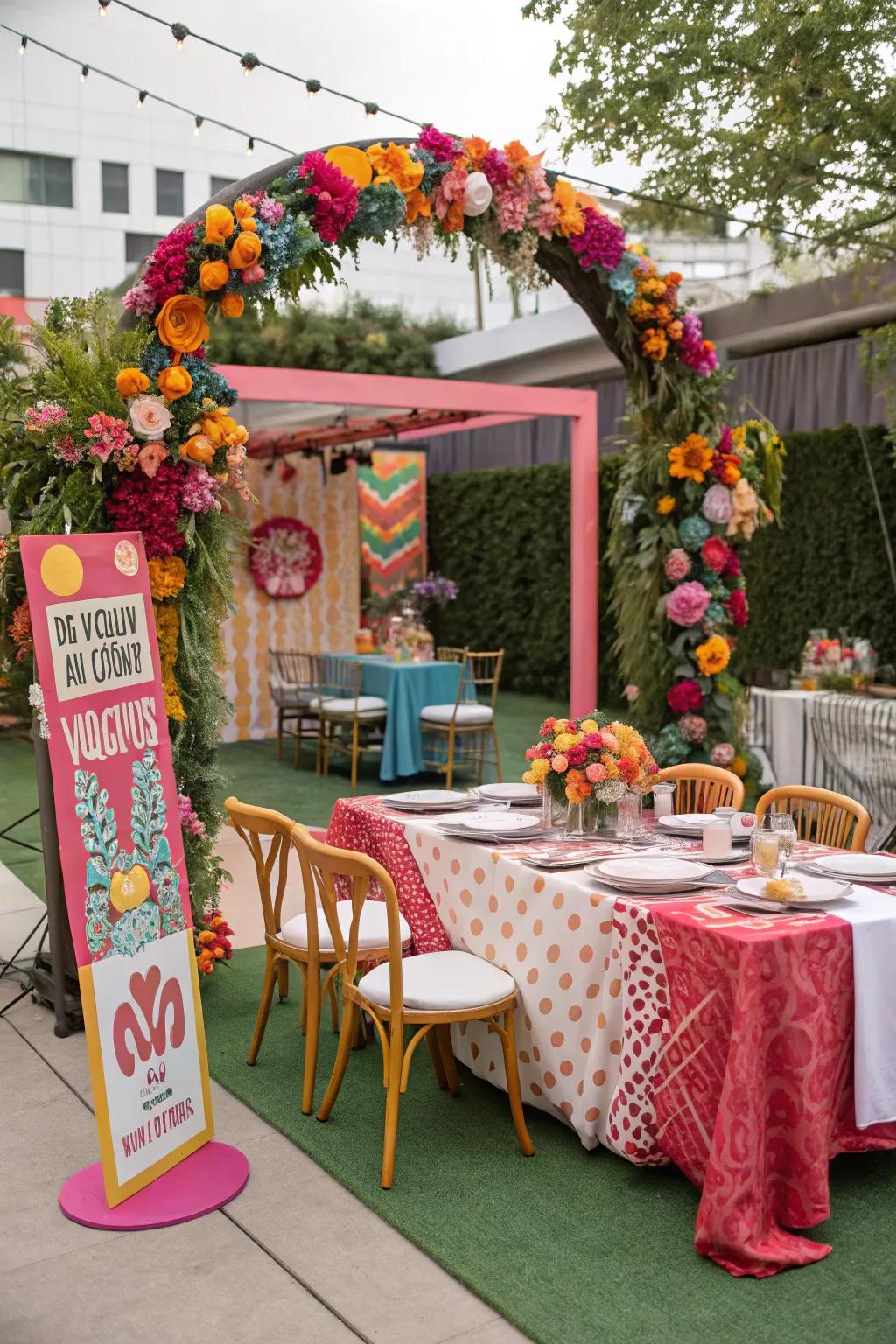 A whimsical wedding theme filled with playful and eclectic elements.