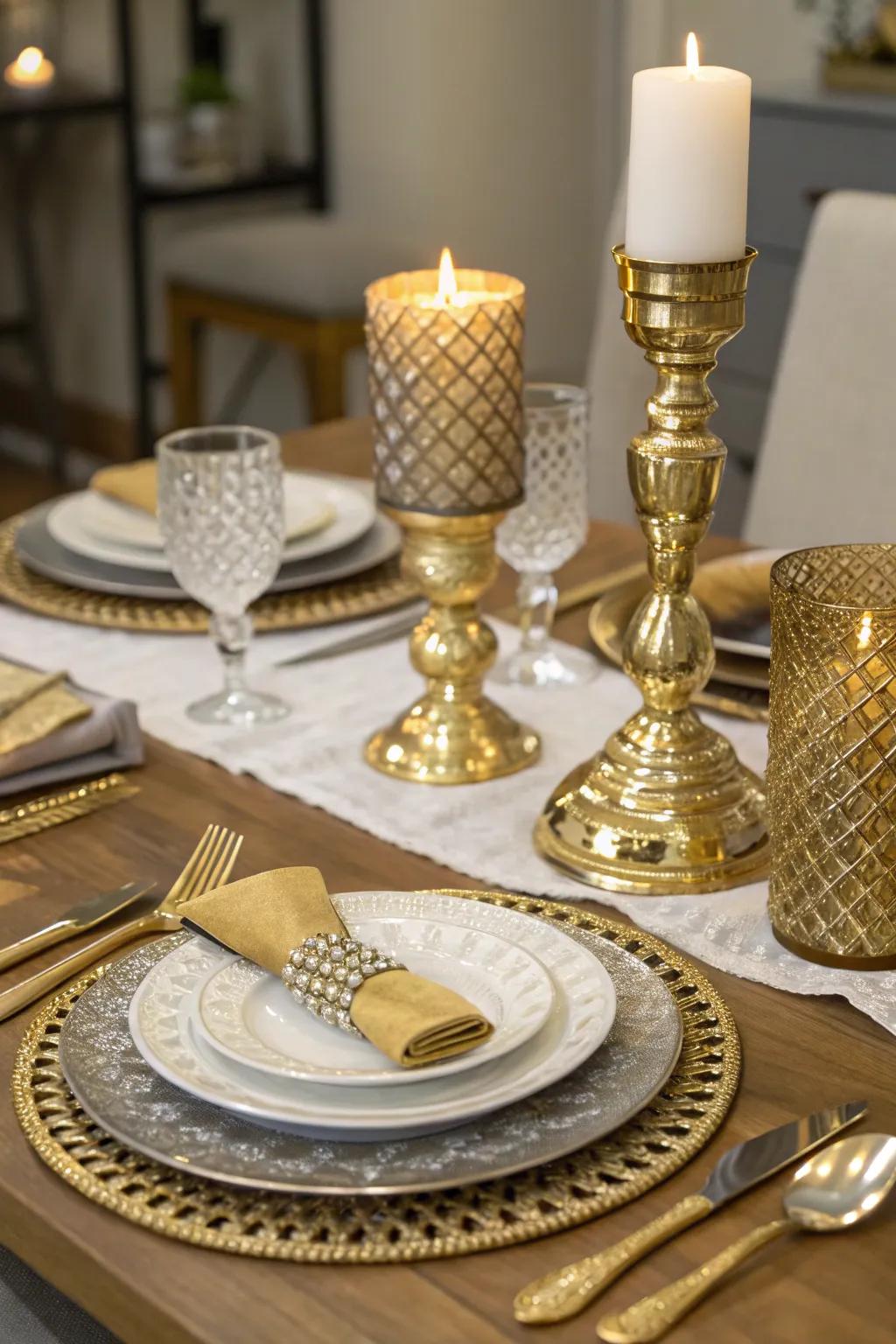 Metallic embellishments contribute a hint of opulence to each configuration.