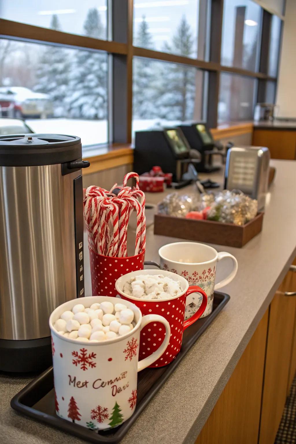 A winter-themed coffee station warms and delights your office.