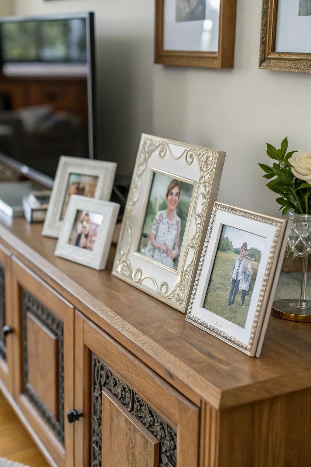 Mini photo frames capture cherished memories.