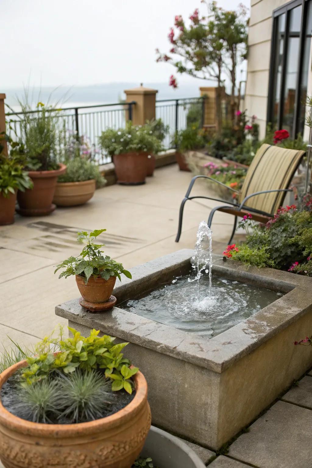 A water feature can enhance the serenity of your patio.