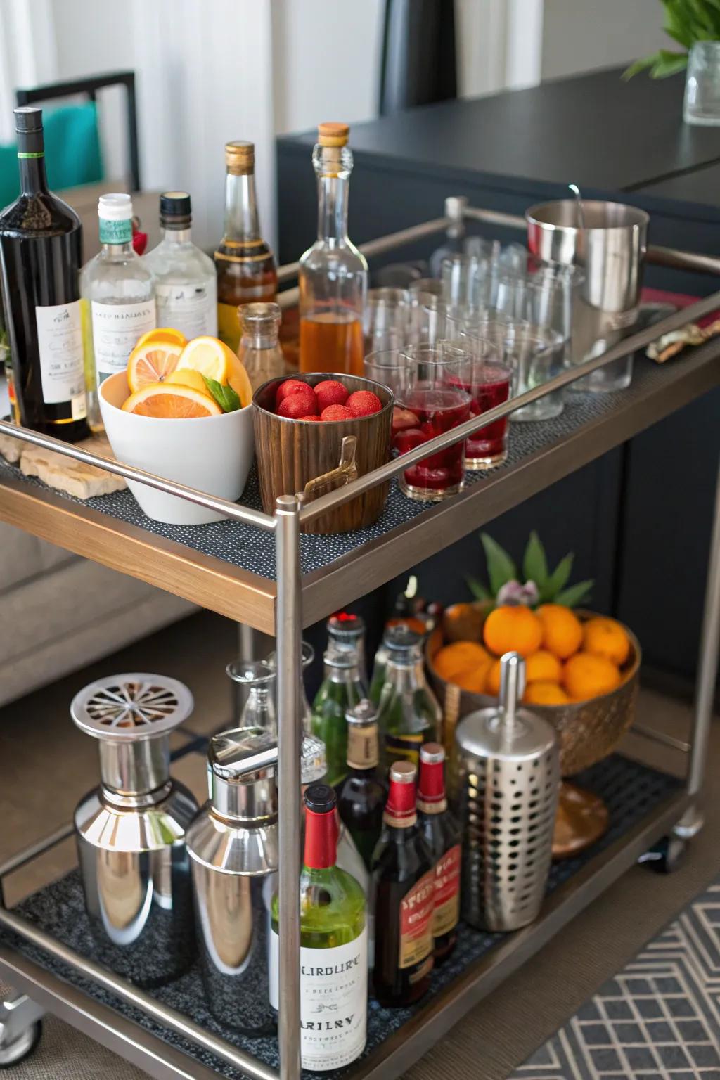 A craft cocktail corner ready for mixing.