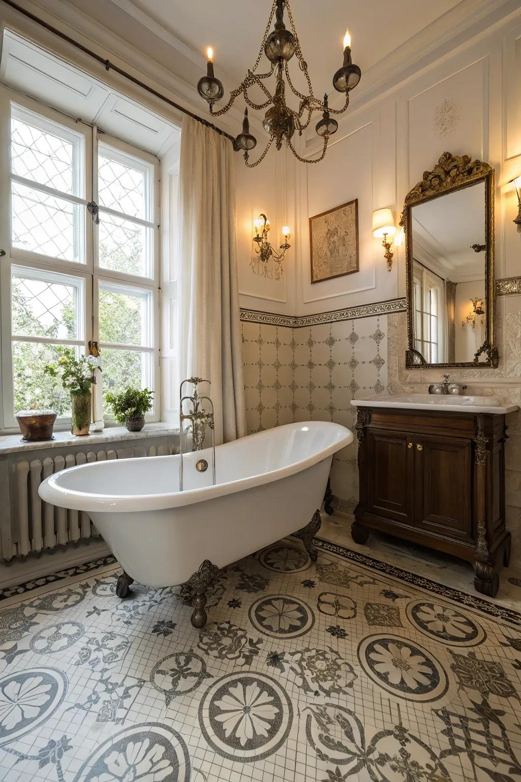 Clawfoot tubs bring vintage charm to the bathroom.