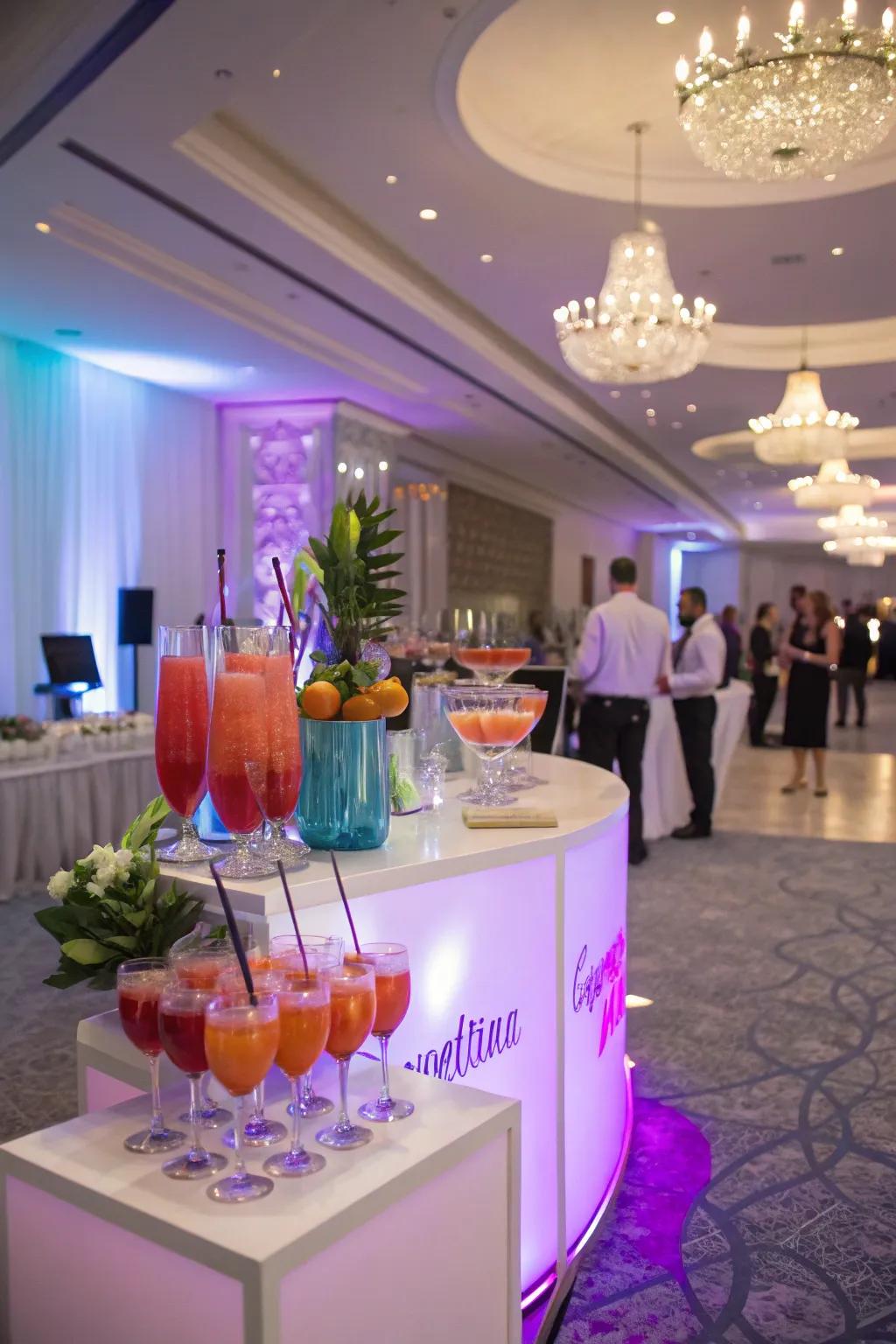A themed refreshment corner adds flavor and fun to the celebration.