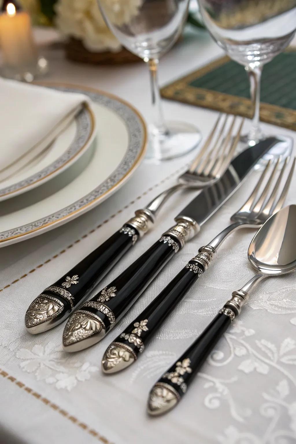 Coordinated cutlery adds a polished look.