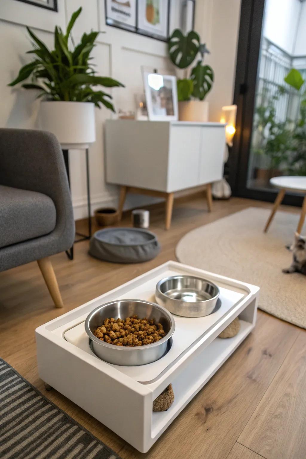 Maximize small spaces with a cleverly designed compact feeding station.