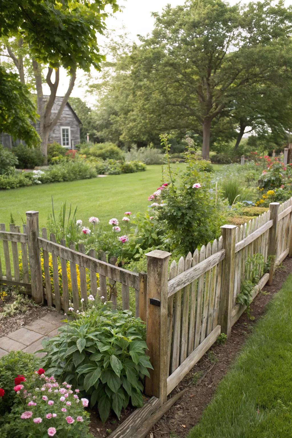 Simple fencing imparts character without dominating the area.