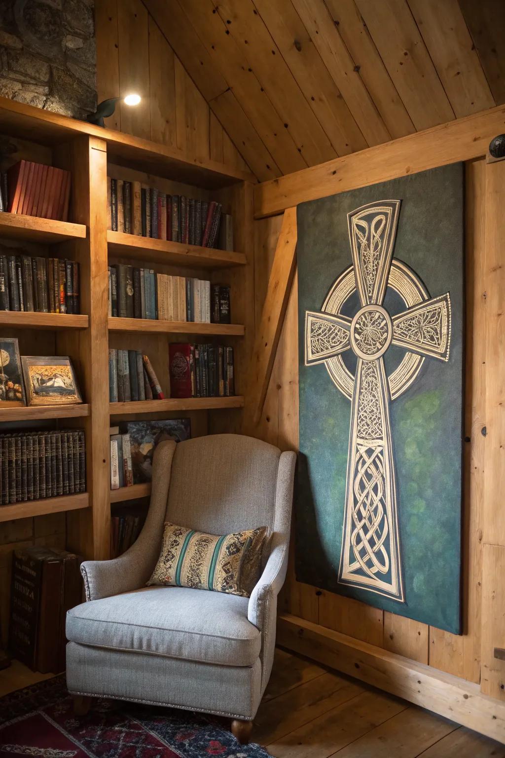 A Celtic cross painting weaves history and faith into your home.