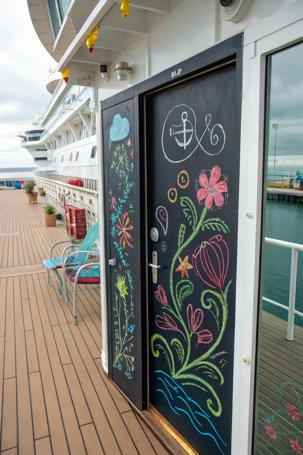 Express creativity with a chalkboard art cruise door.