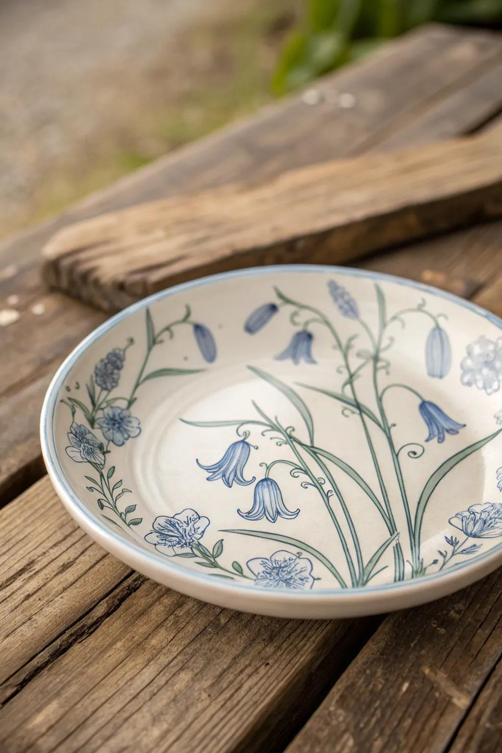 Delicate bluebells bring a calming and subtle elegance to your plates.