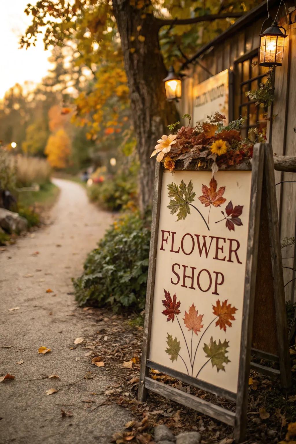 A seasonally themed sign that celebrates the beauty of change