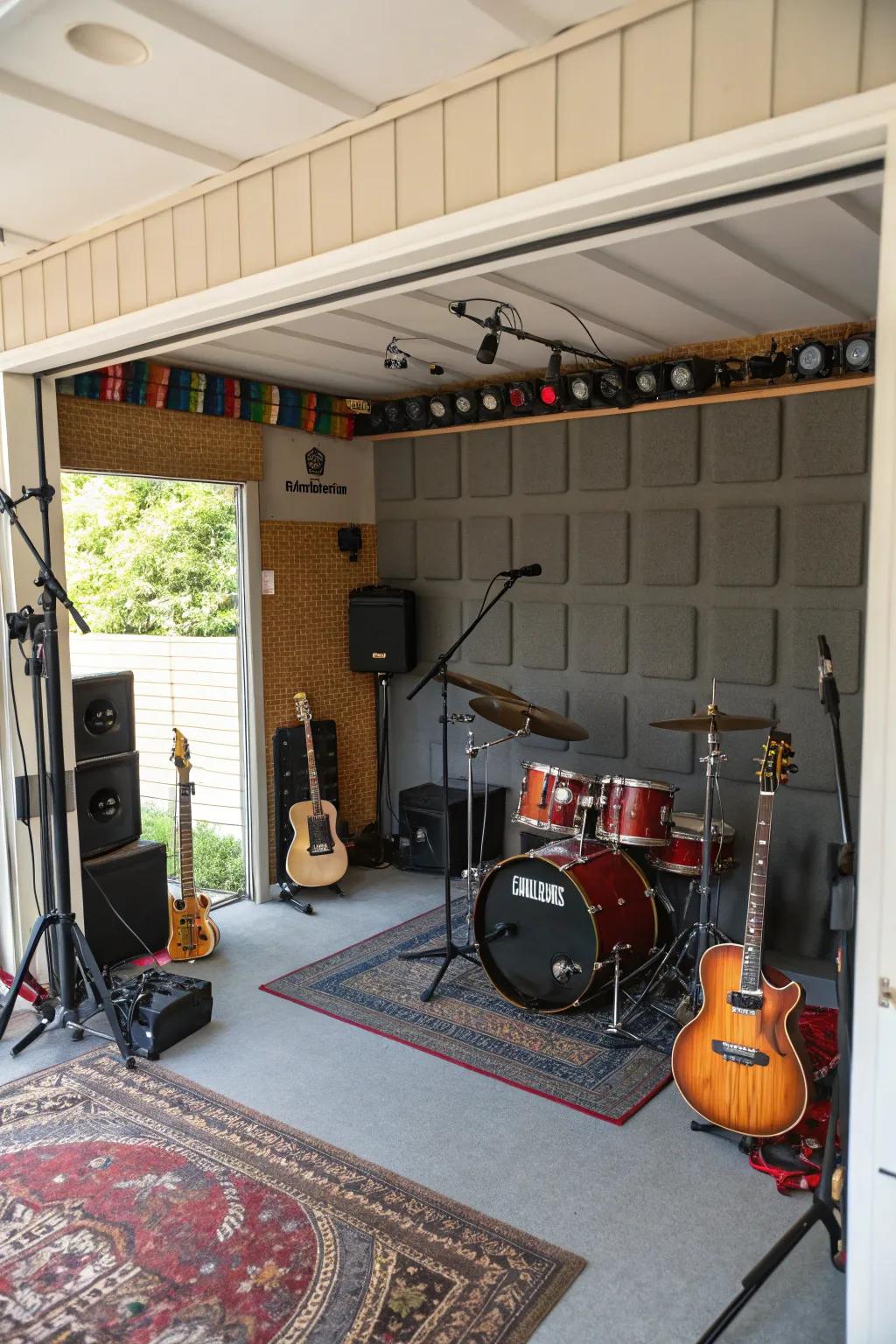 Rock out in your own music studio right in the garage.