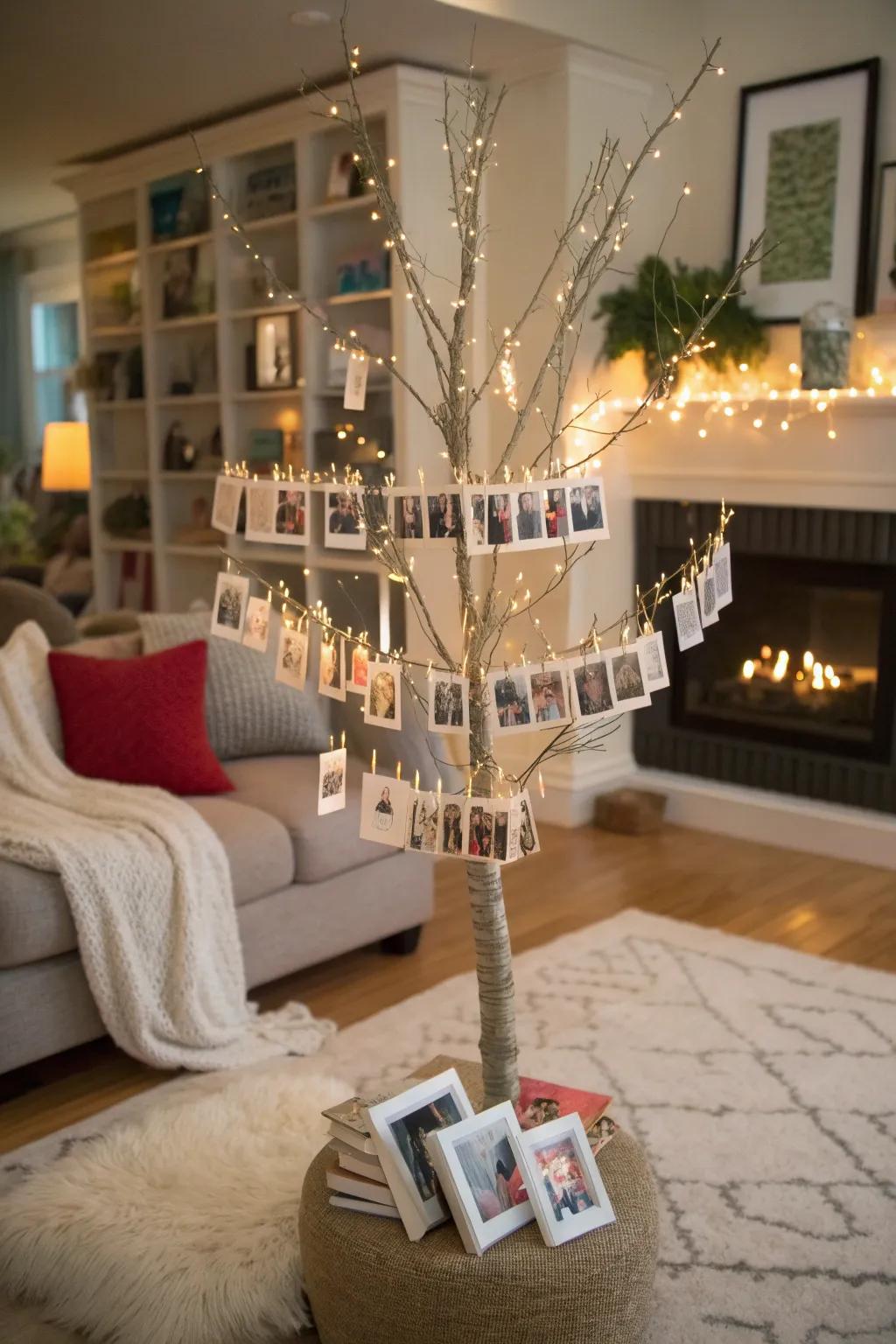 A memory tree offers a beautiful and interactive photo display.