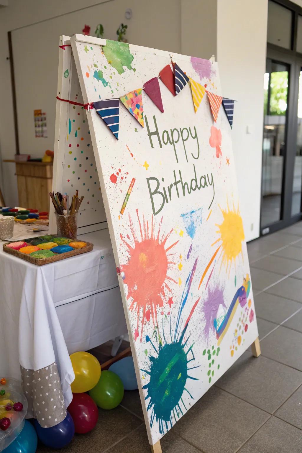 An artistic birthday display erupting with inventive articulation.