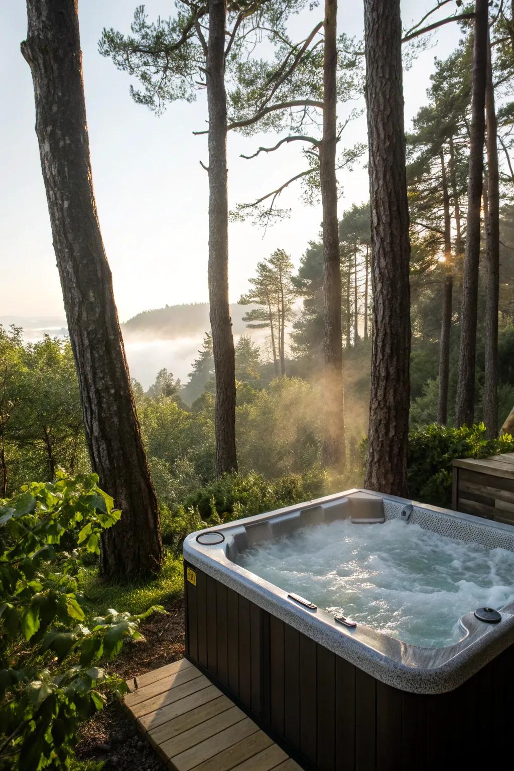 Strategically positioned trees ensure natural and effective privacy.