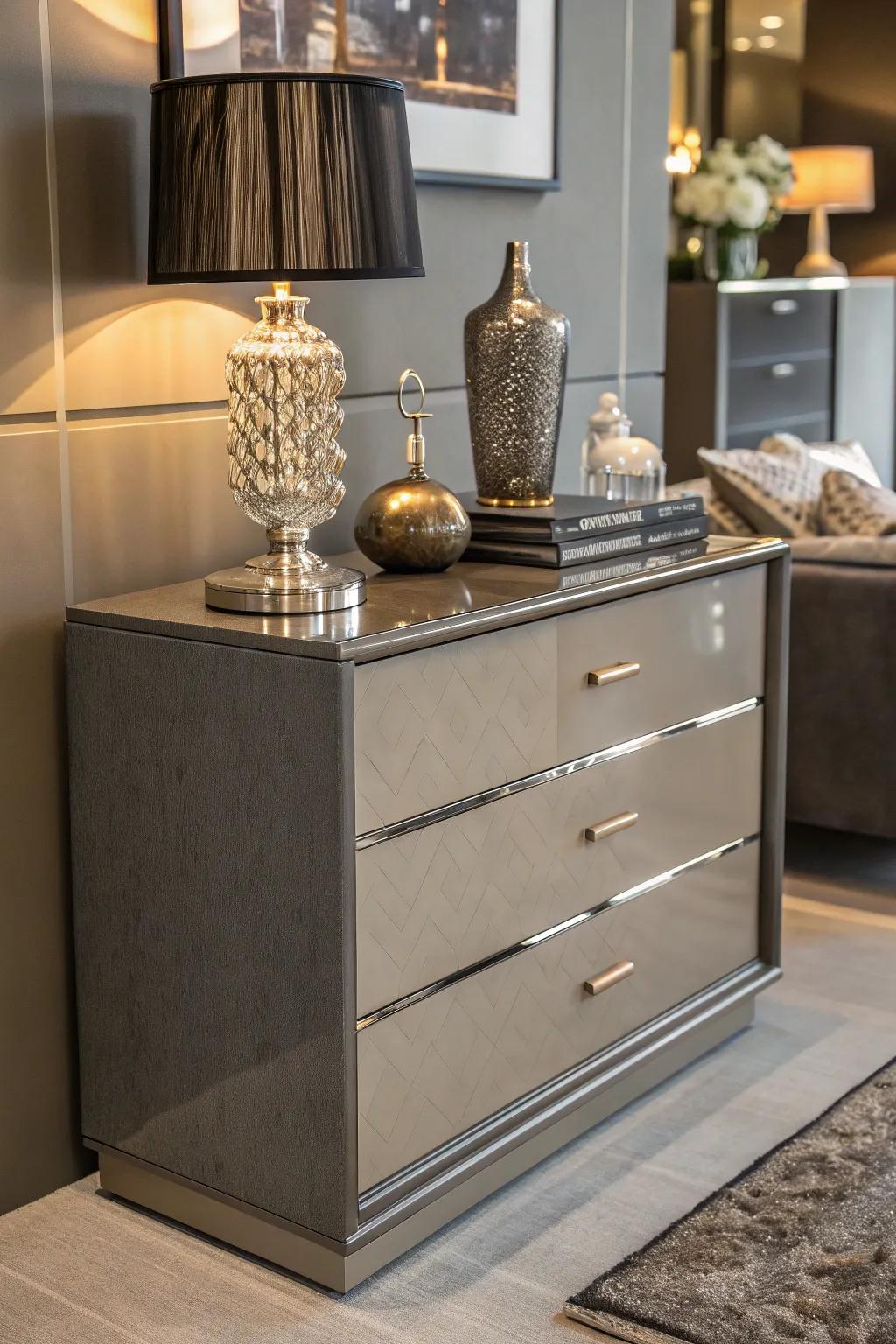 Corner drawers provide discreet storage and style.