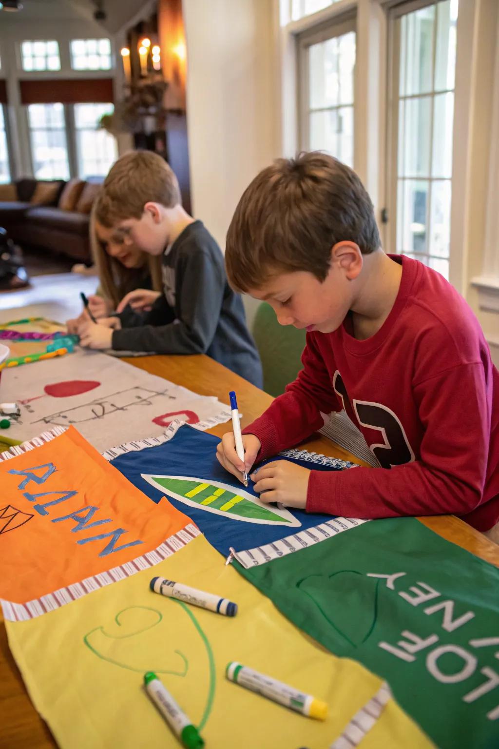 DIY football banners adding a personal touch to the decor.