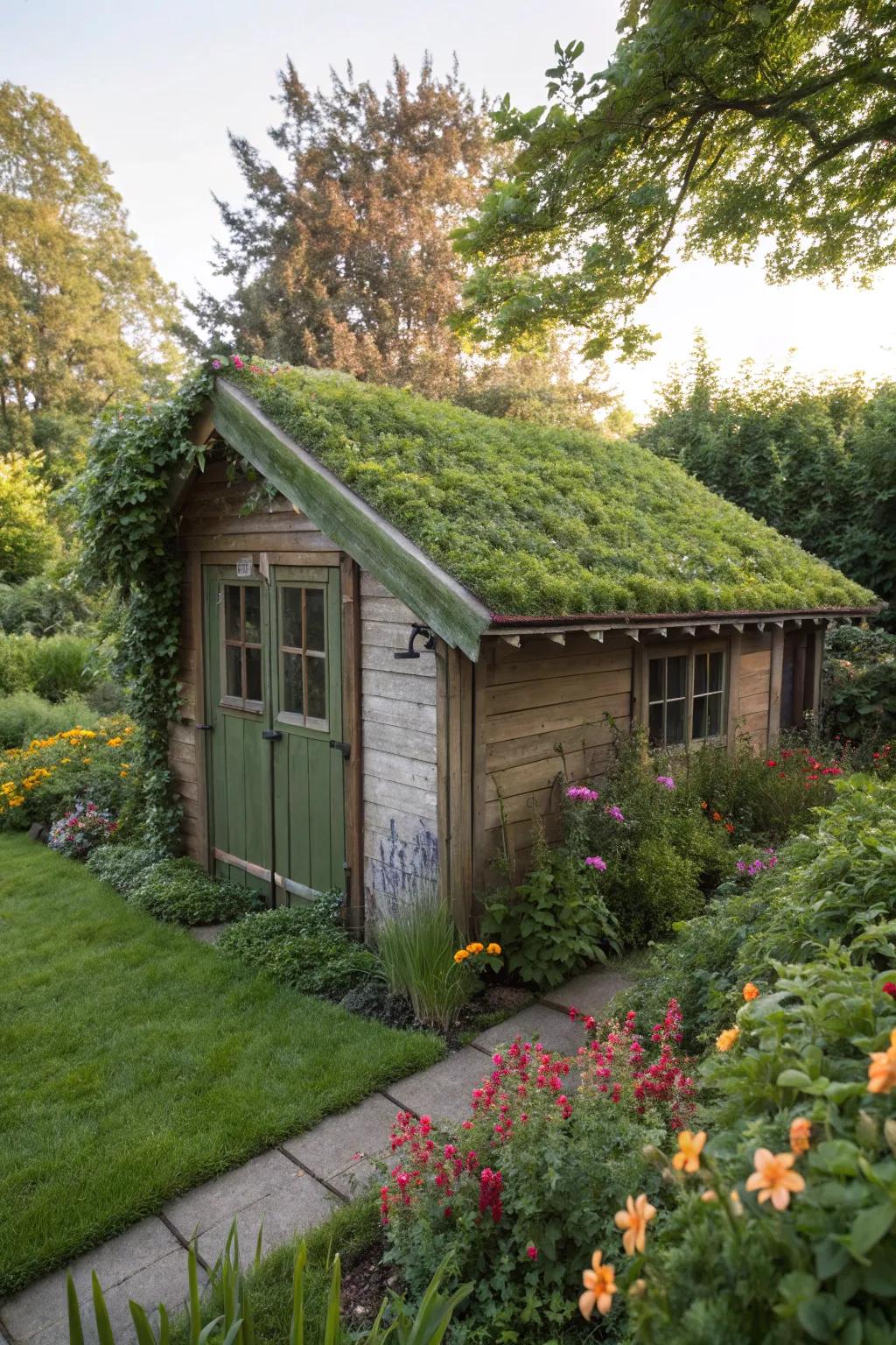 Green roofs with artificial plants are both unique and practical.