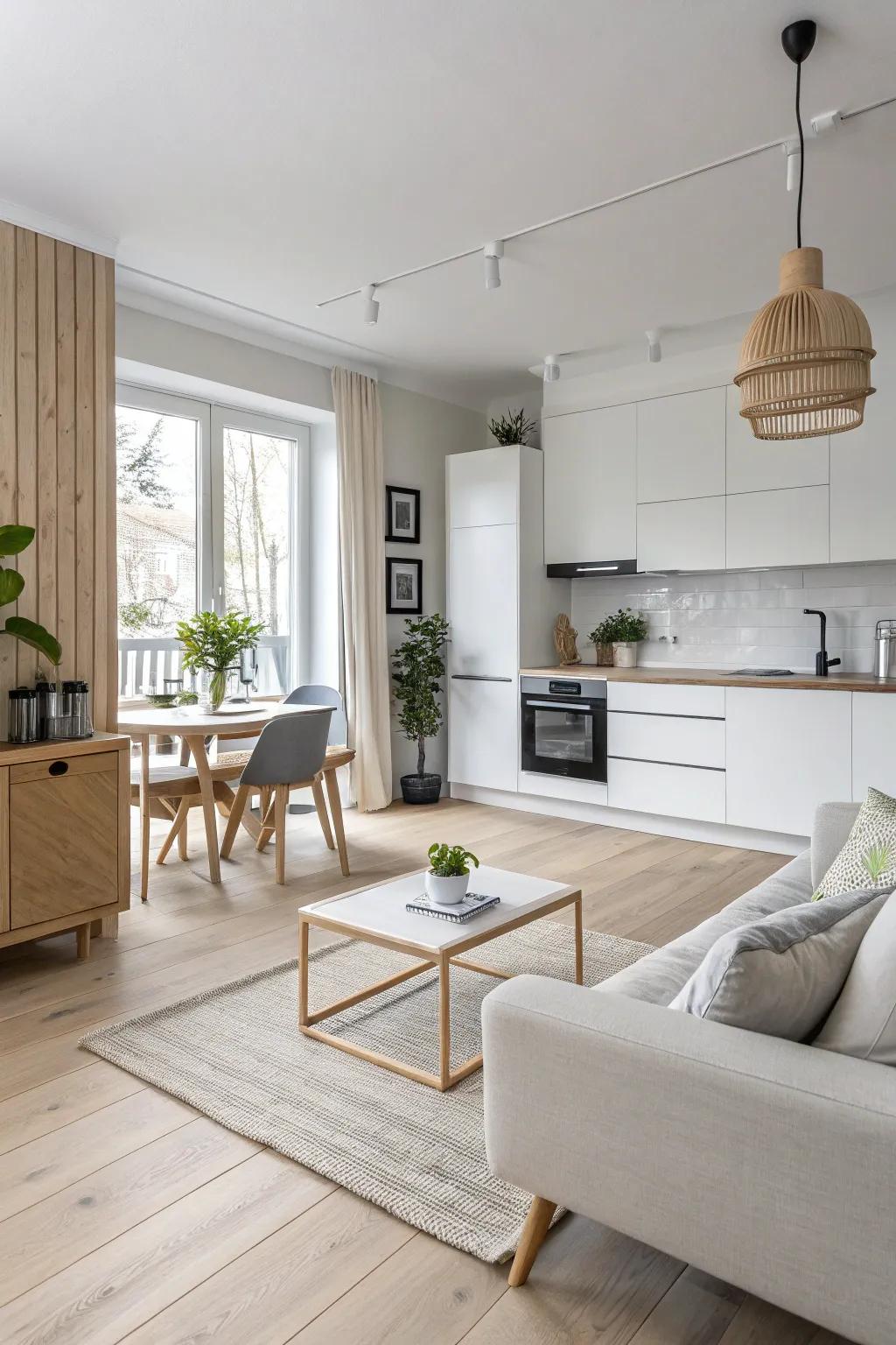 Scandinavian design offers a clean, cozy ambiance with functional simplicity.