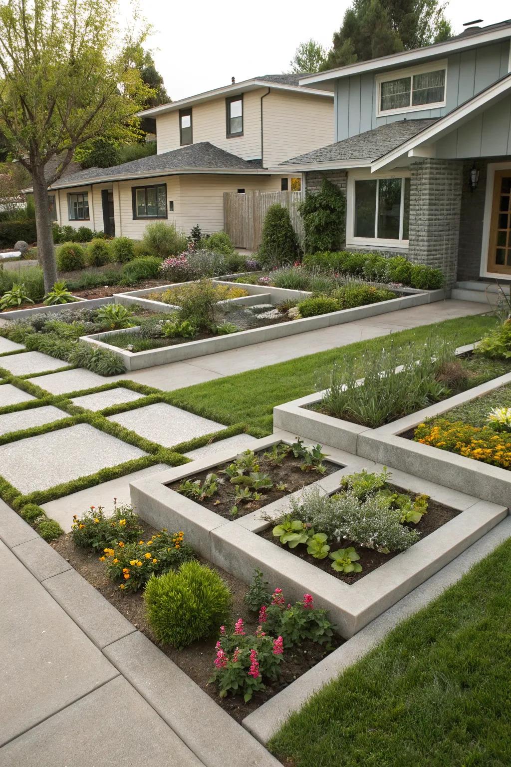 Geometric shapes in the garden for a modern, structured appearance.