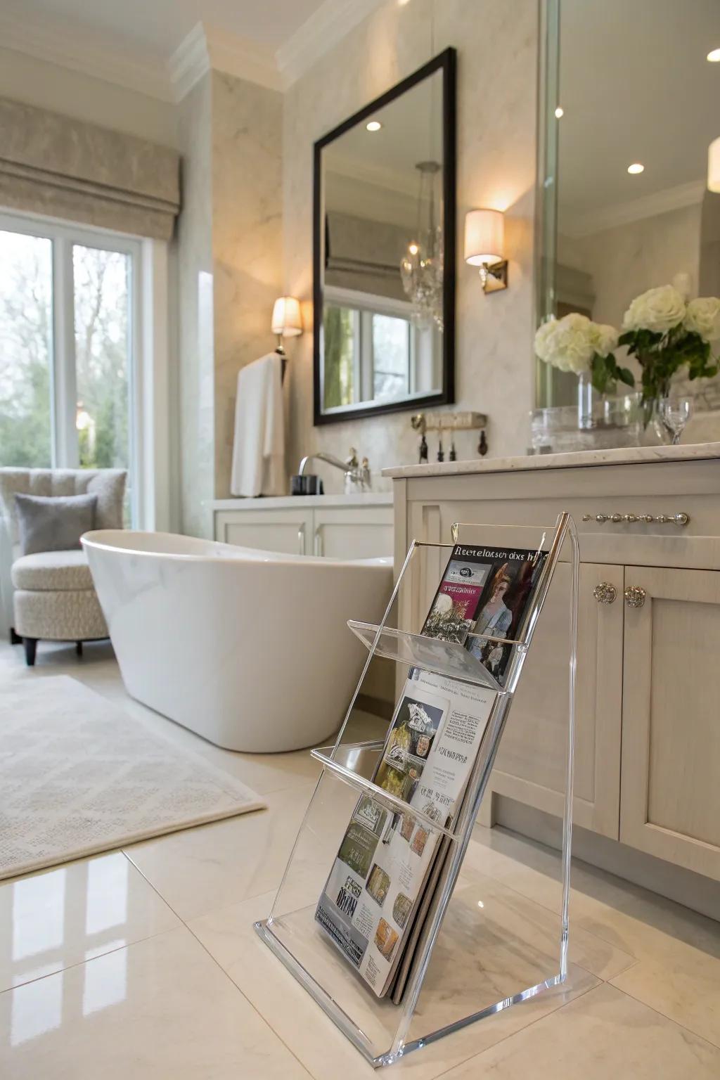 Clear acrylic holders maintain an open feel.