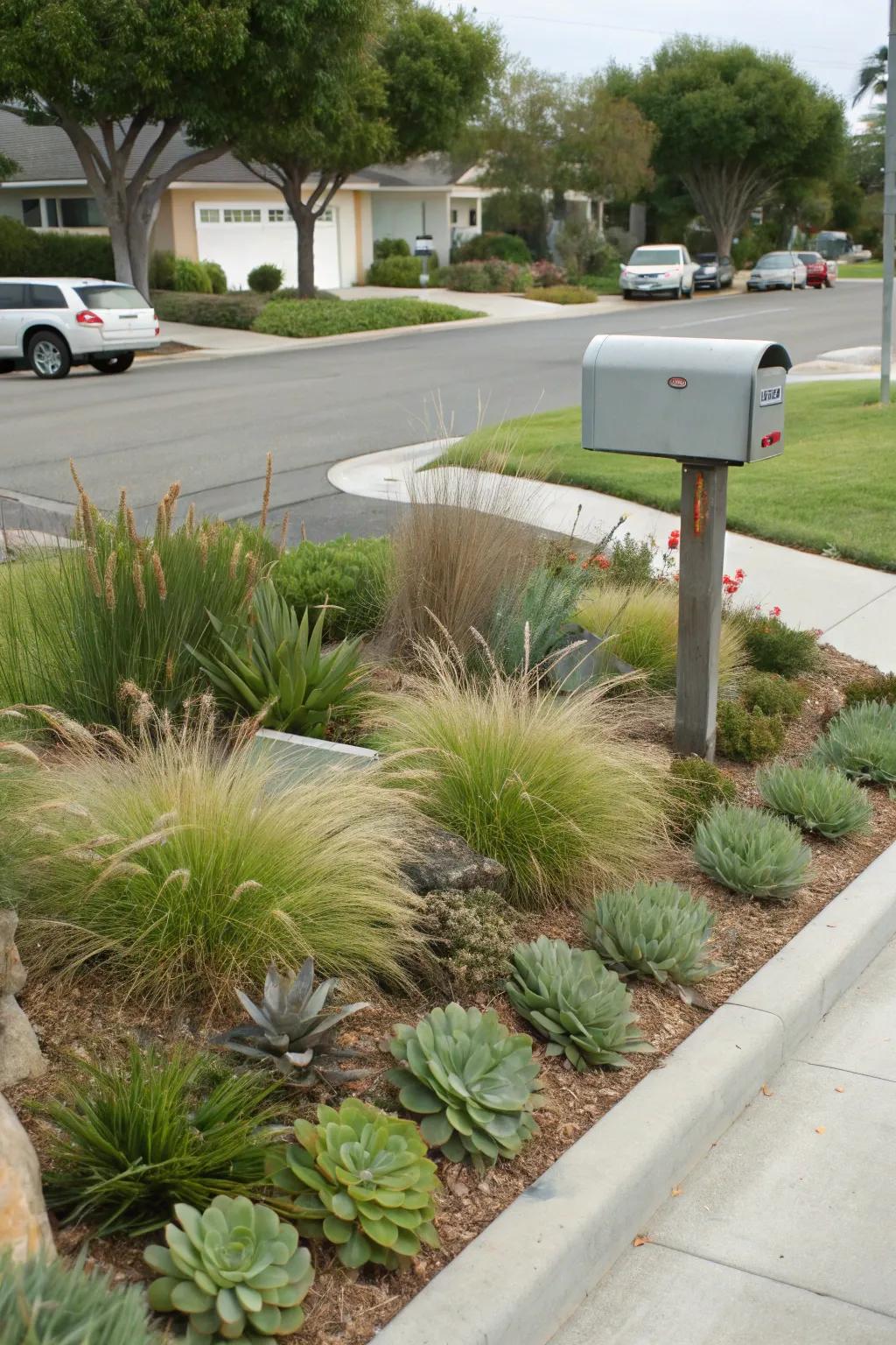 Keep it simple with low-maintenance plants around your mailbox.