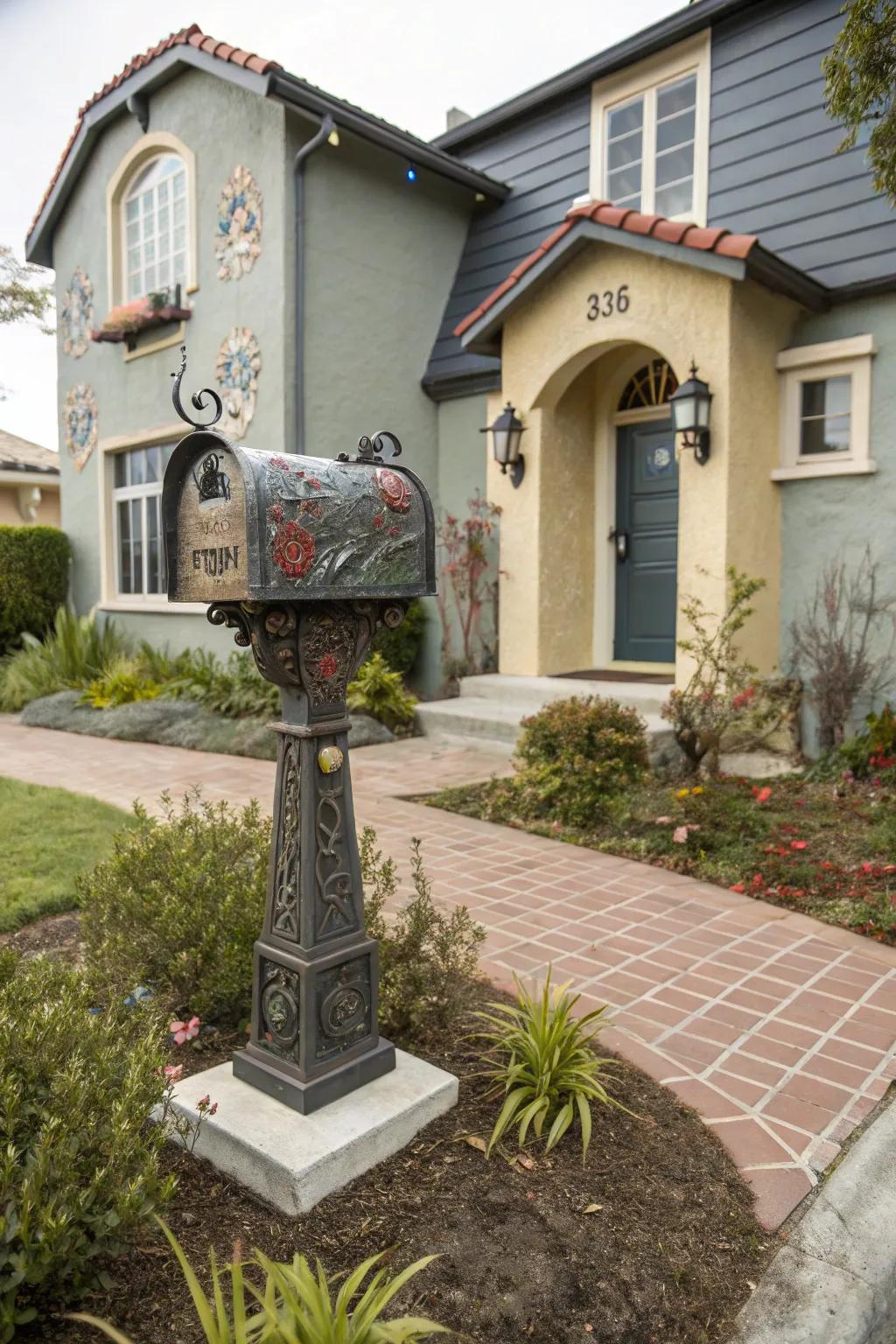 Sculptural mailbox supports transform function into art.