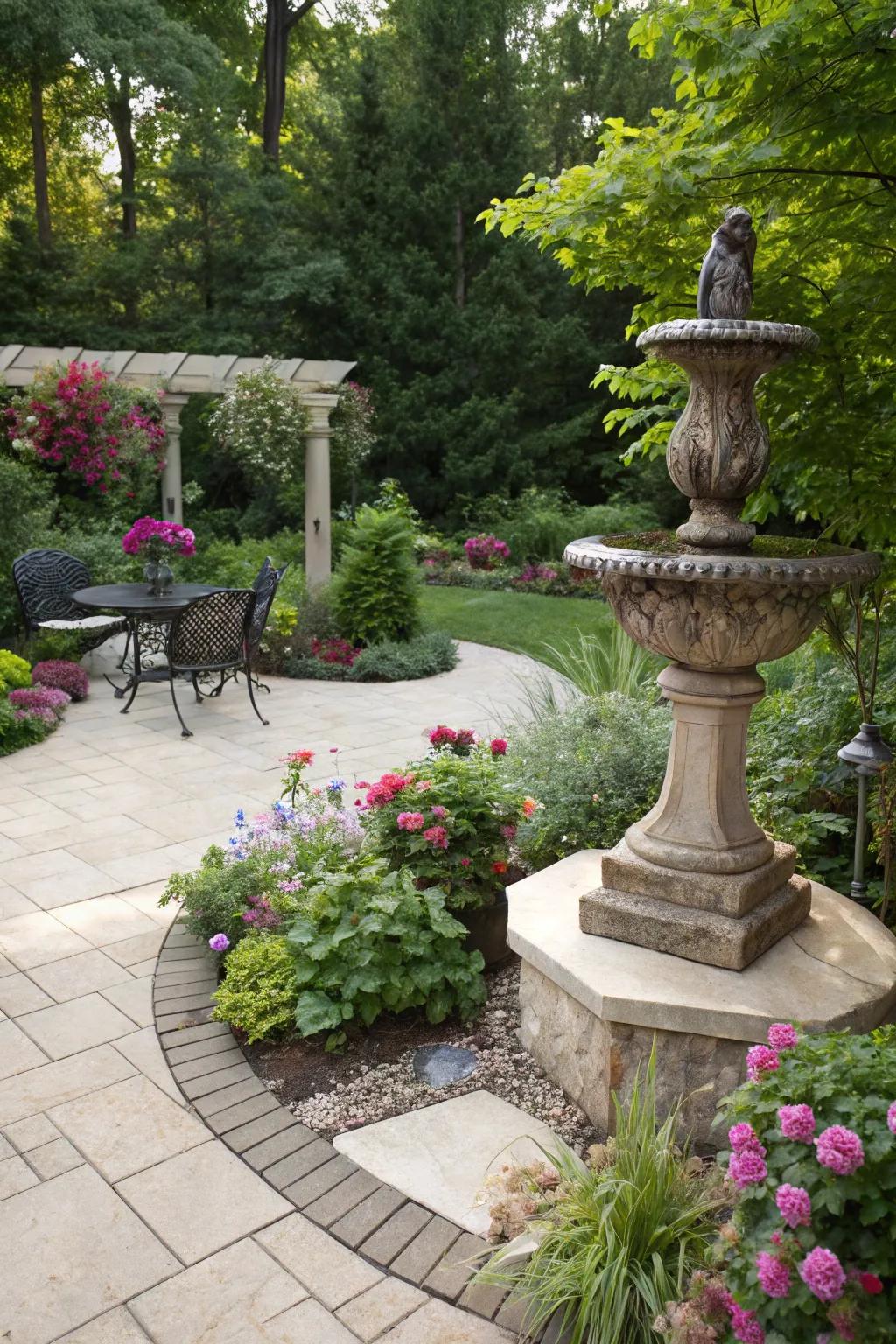 A garden sculpture can be a stunning focal point in your patio design.