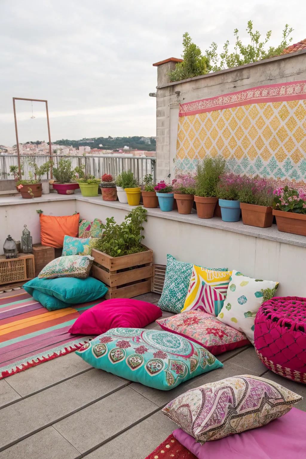 Bold colors bring energy and personality to your rooftop.