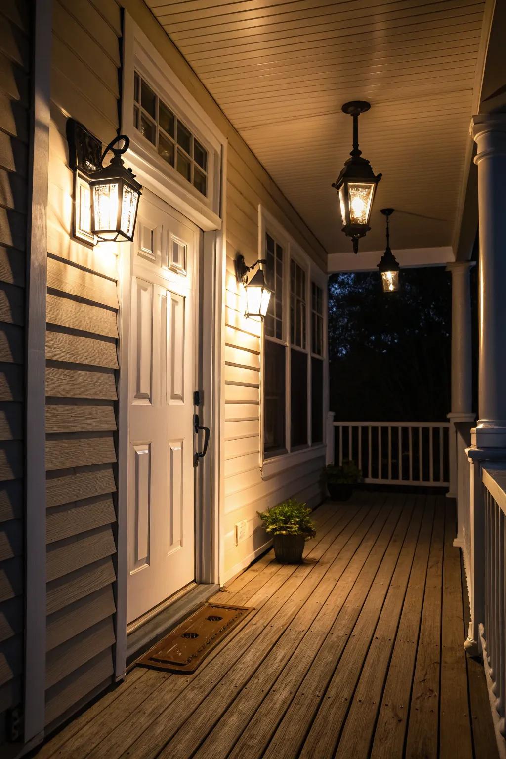 Veranda beacons extend a comforting and embracing entrance.