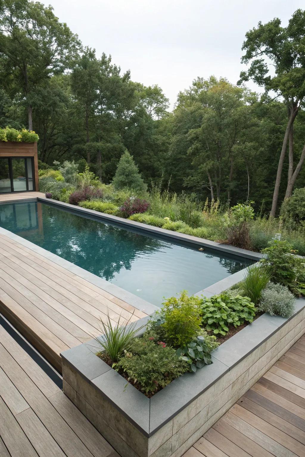 Built-in planters offer a seamless blend of greenery and design.