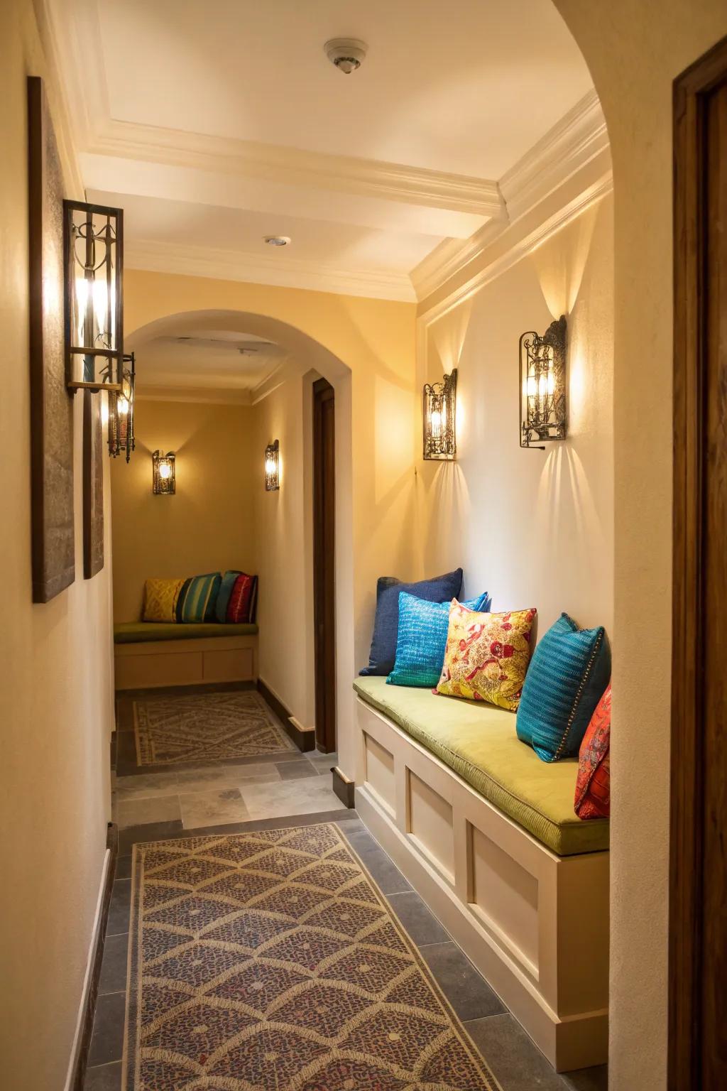 A cozy nook can make your hallway both functional and inviting.