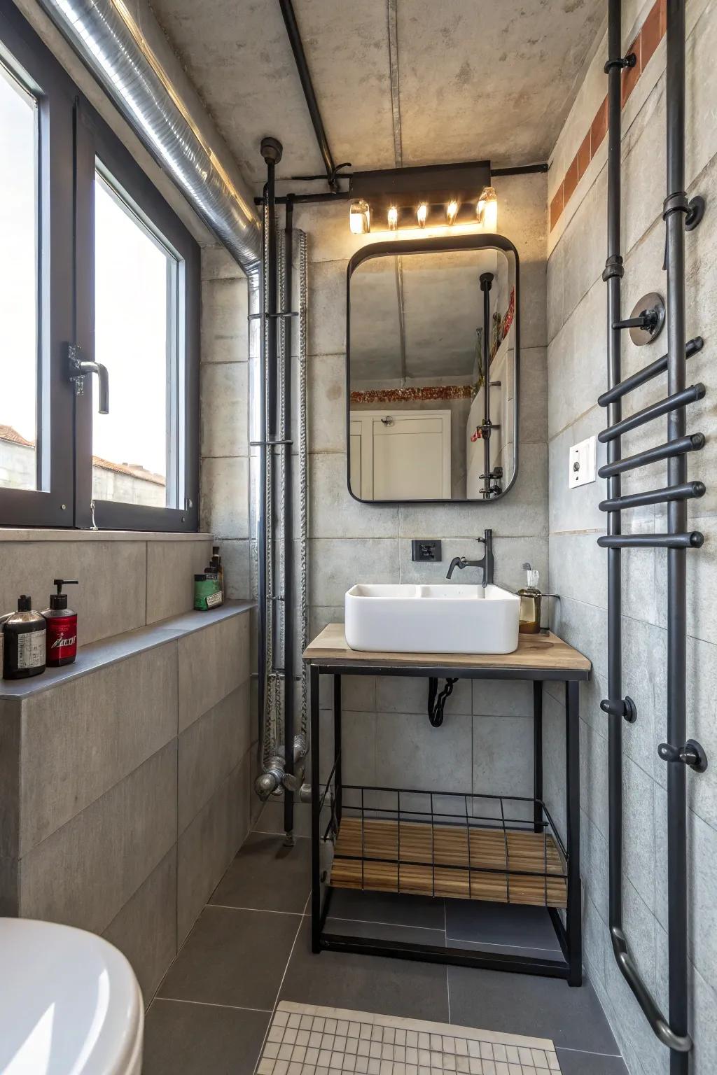 Industrial design making a bold statement in a small space.