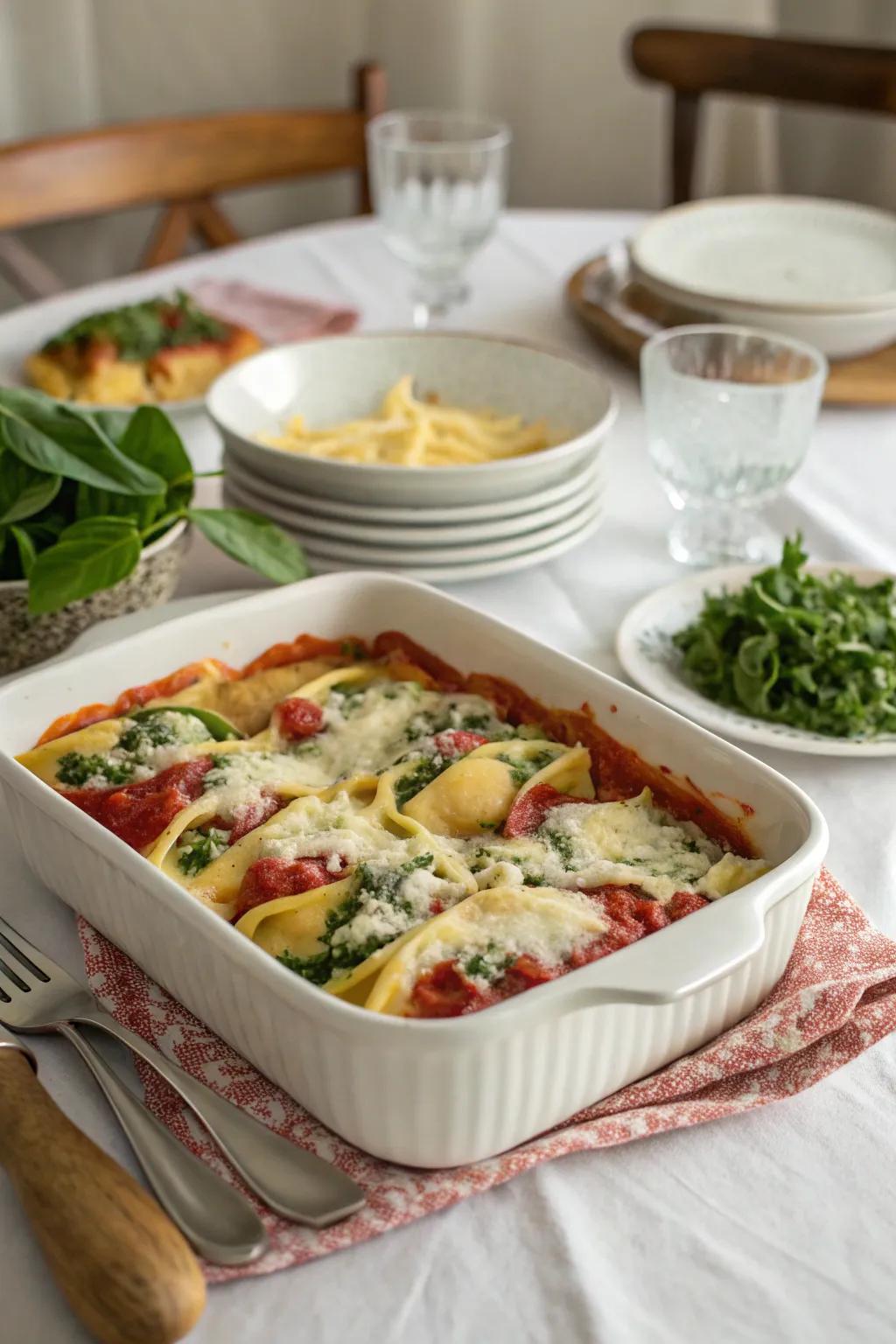 Spinach and ricotta stuffed shells, a comforting family favorite.