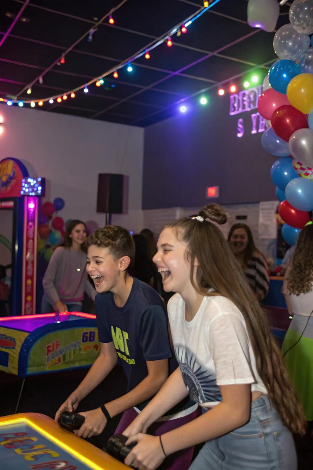 Interactive games at a sweet sixteen party.