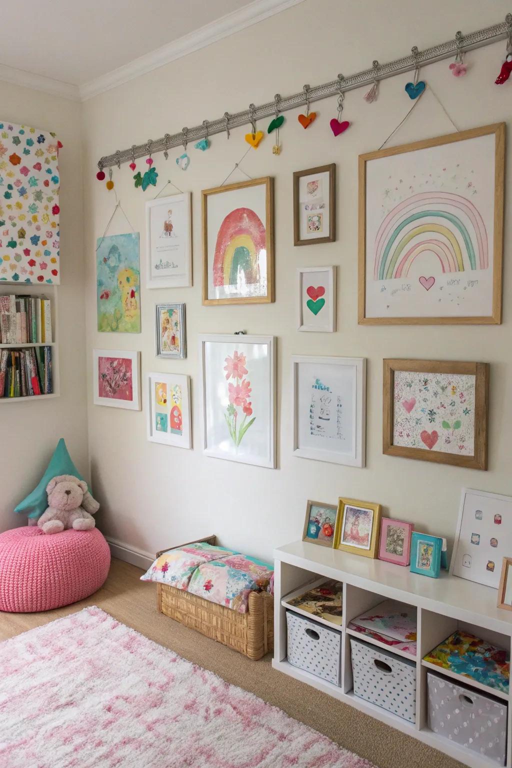 A DIY art gallery showcases her creativity.