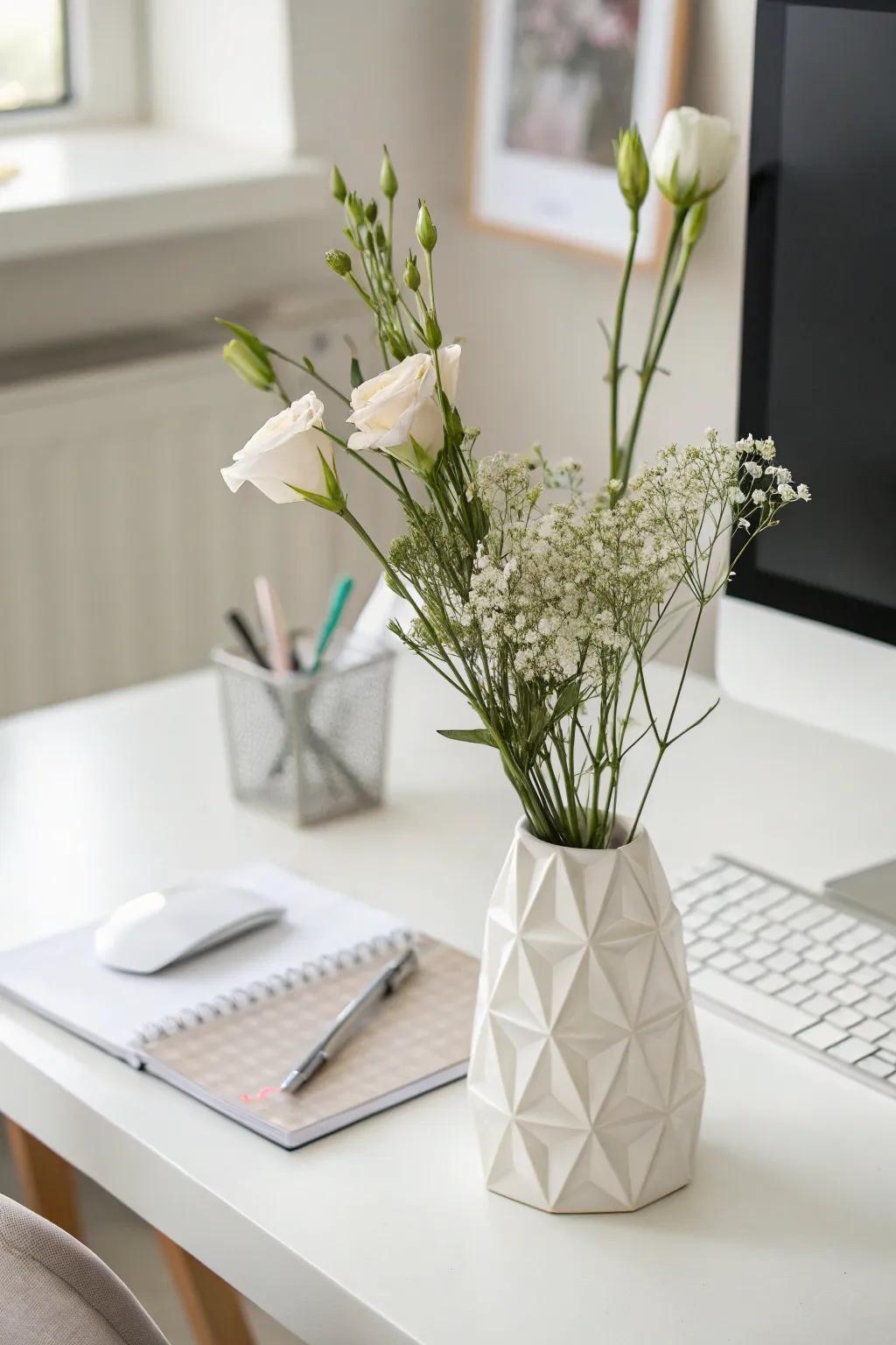 Minimalist arrangement forging a potent declaration in simplicity.