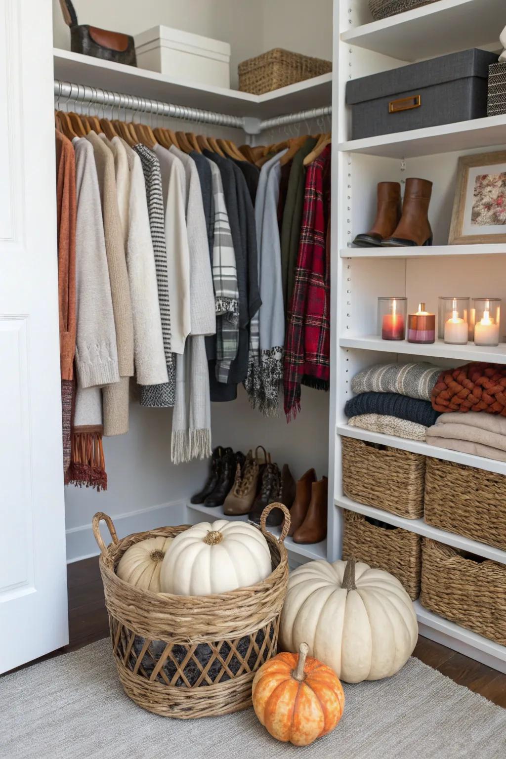 A basket is perfect for storing seasonal decor.