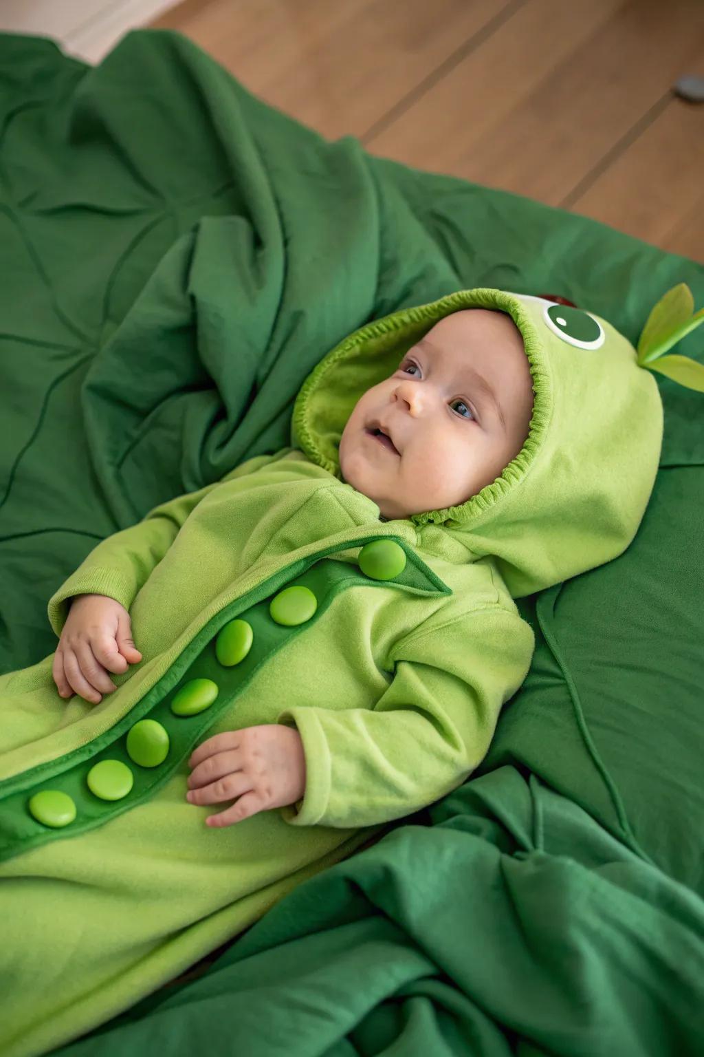 Peapod attire perfect for a pleasant All Hallows' Eve.