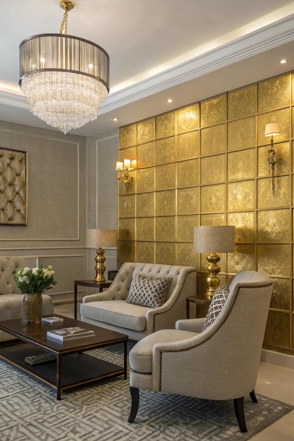 Metallic accents add a glamorous touch to any room.