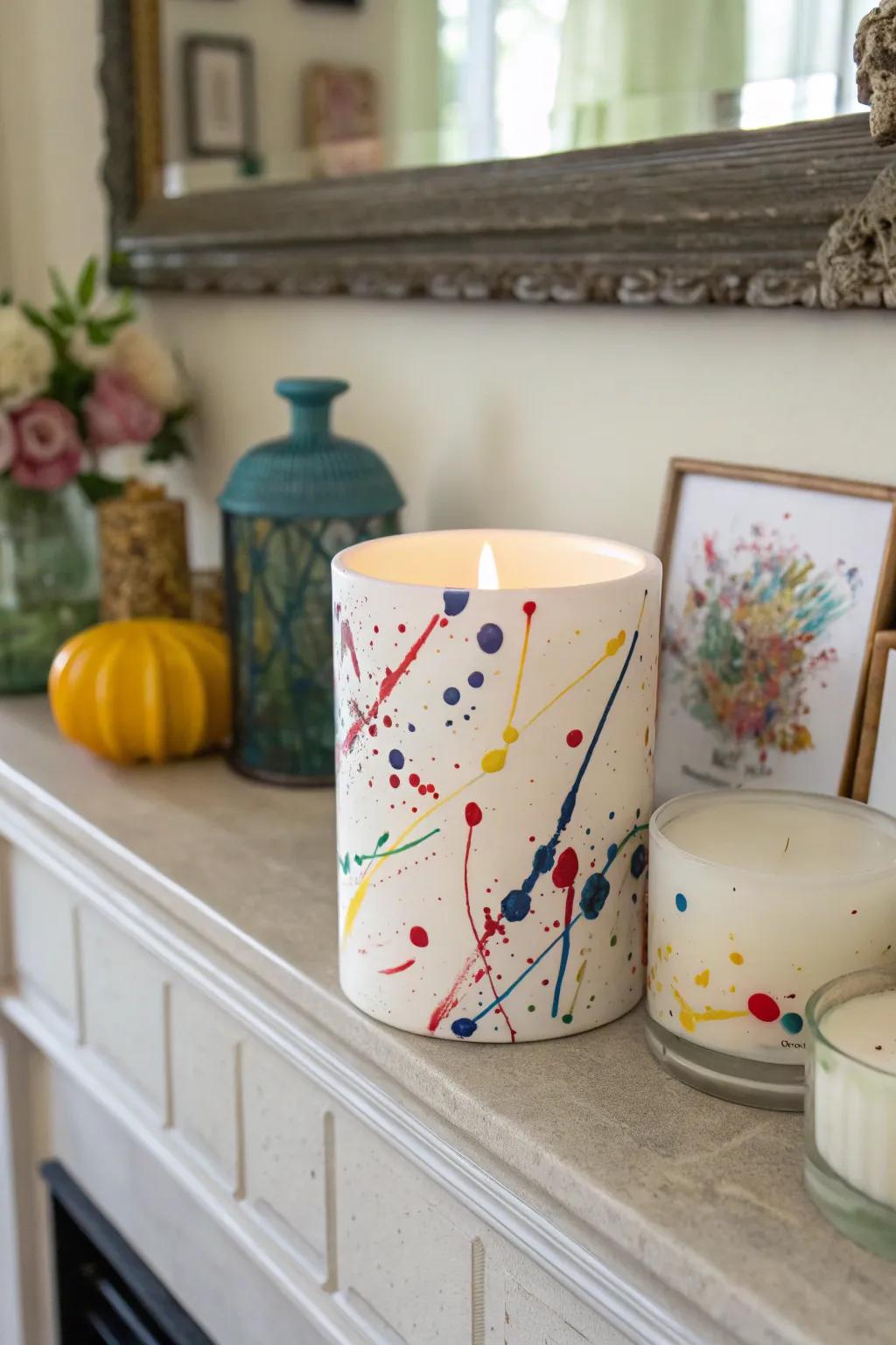 An artistic candle that infuses warmth and style into any room.