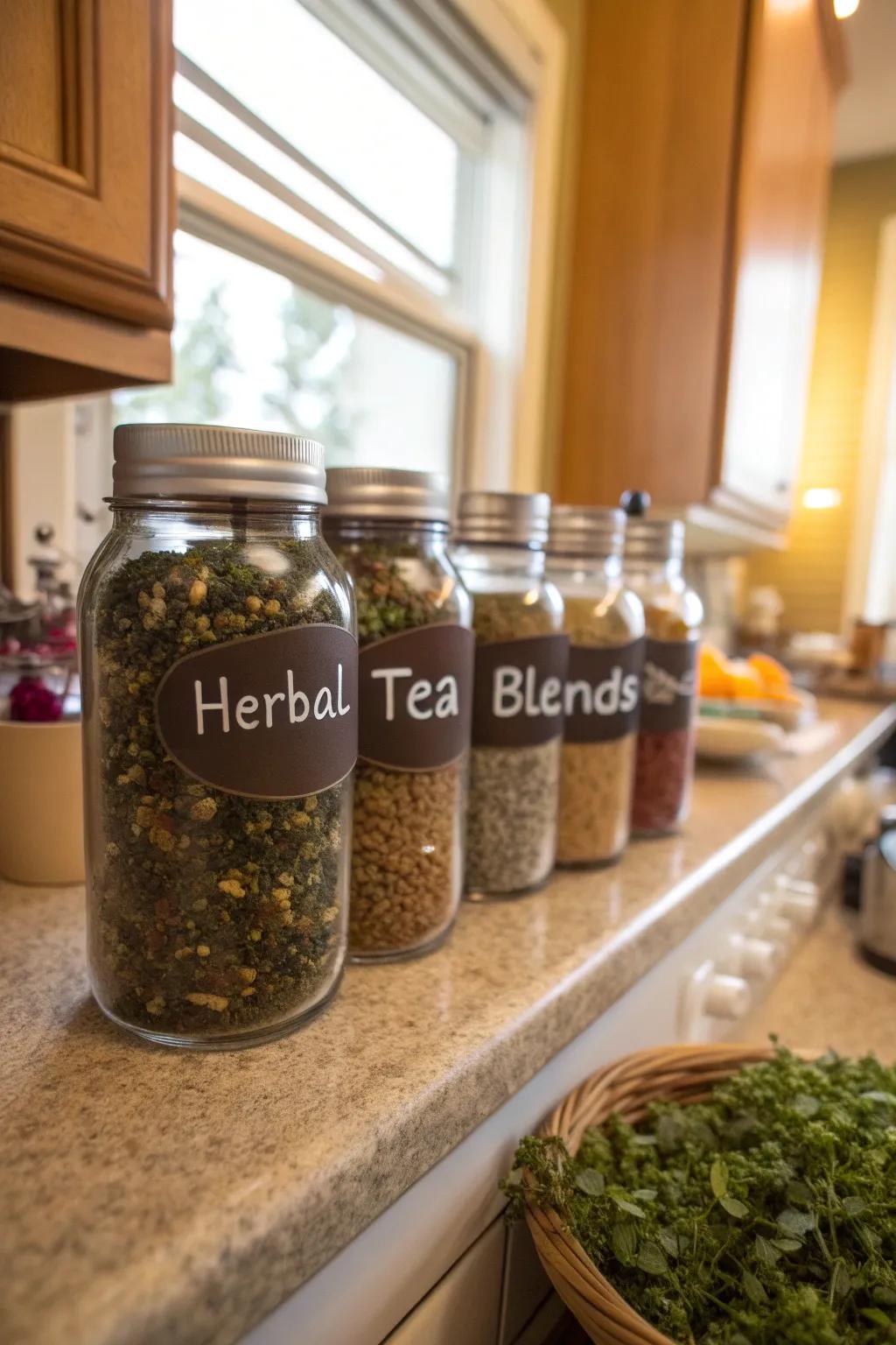 Herbal tea blends provide a soothing and warm favor.