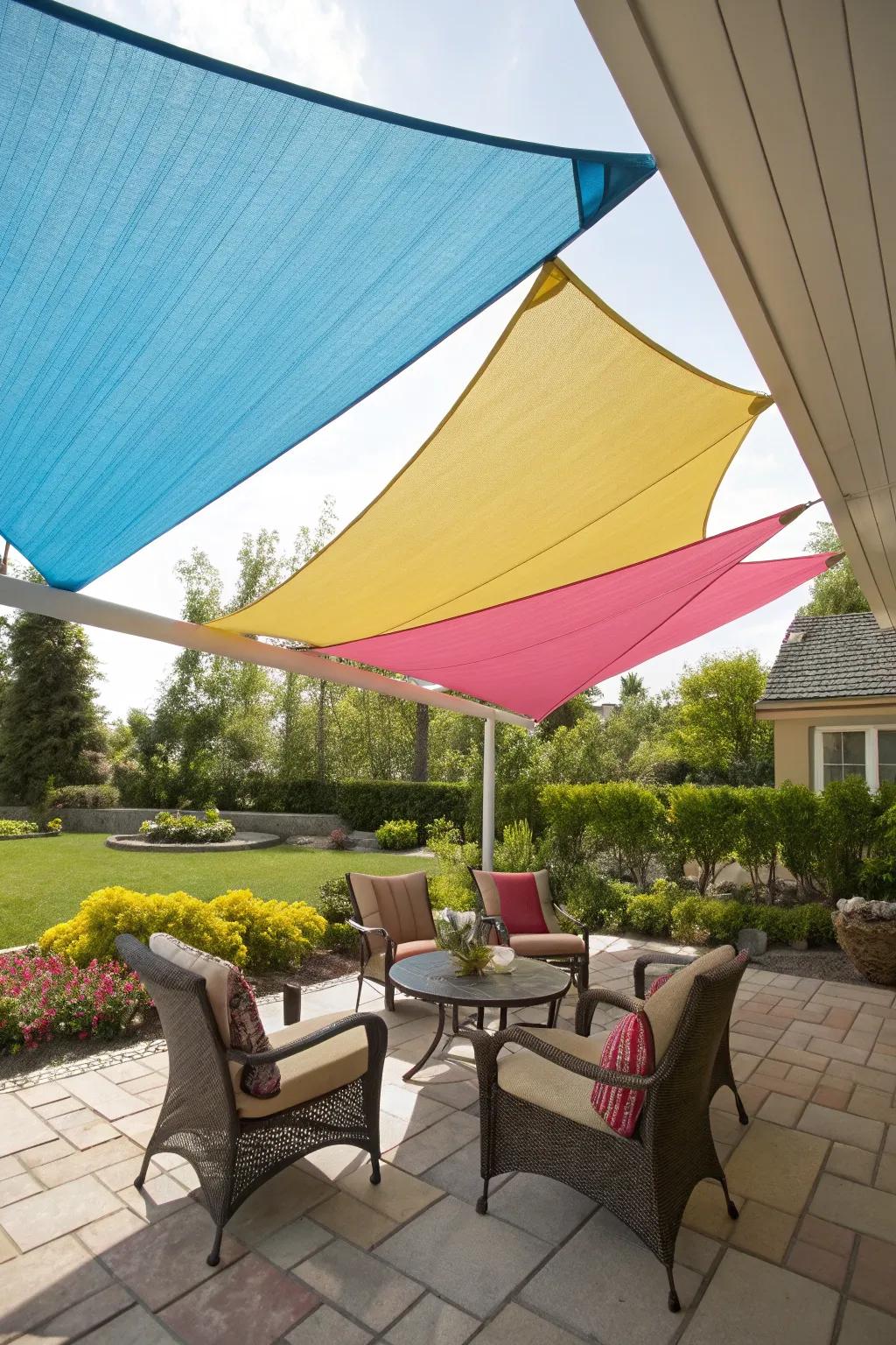 Shade sails offer a chic and functional way to create shade.