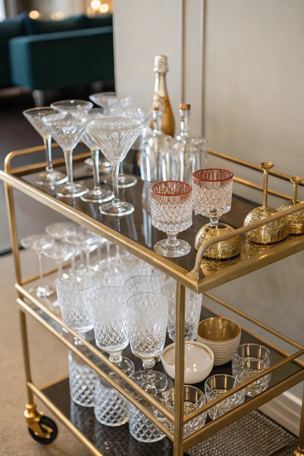 Customized glassware adds a personal touch.