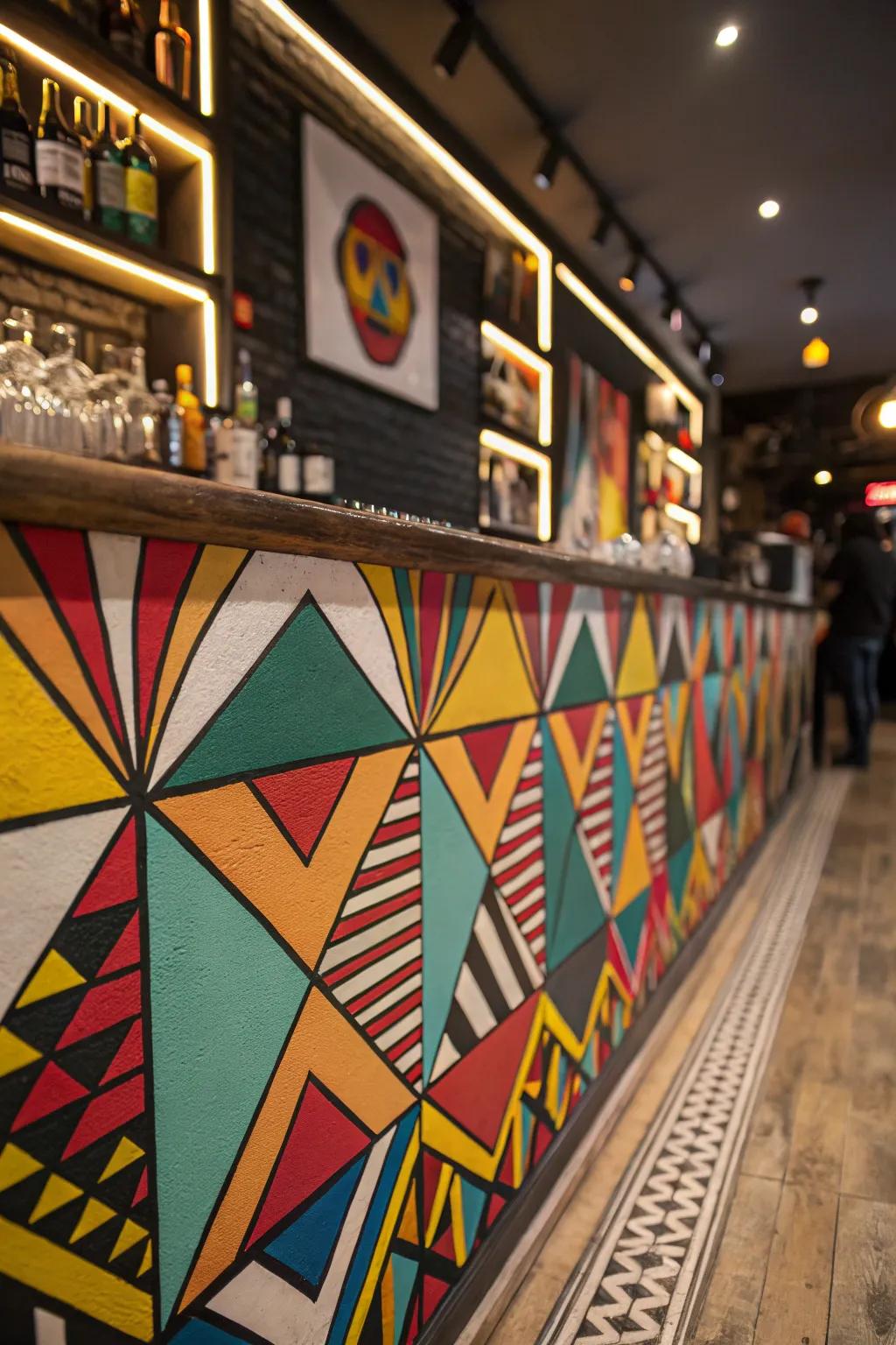 Geometric patterns bring modern sophistication to your bar.